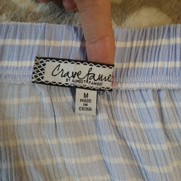 Crave fame blue  & white striped off the shoulder top - Picture 6 of 8